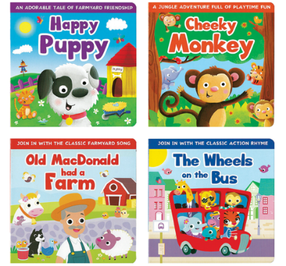 Picture of FUN TIME BOARD BOOK SET OF 4 (CHEEKY MONKEY,HAPPY PUPPY,OLD MCDONALD,&WHEELS ON THE BUS)